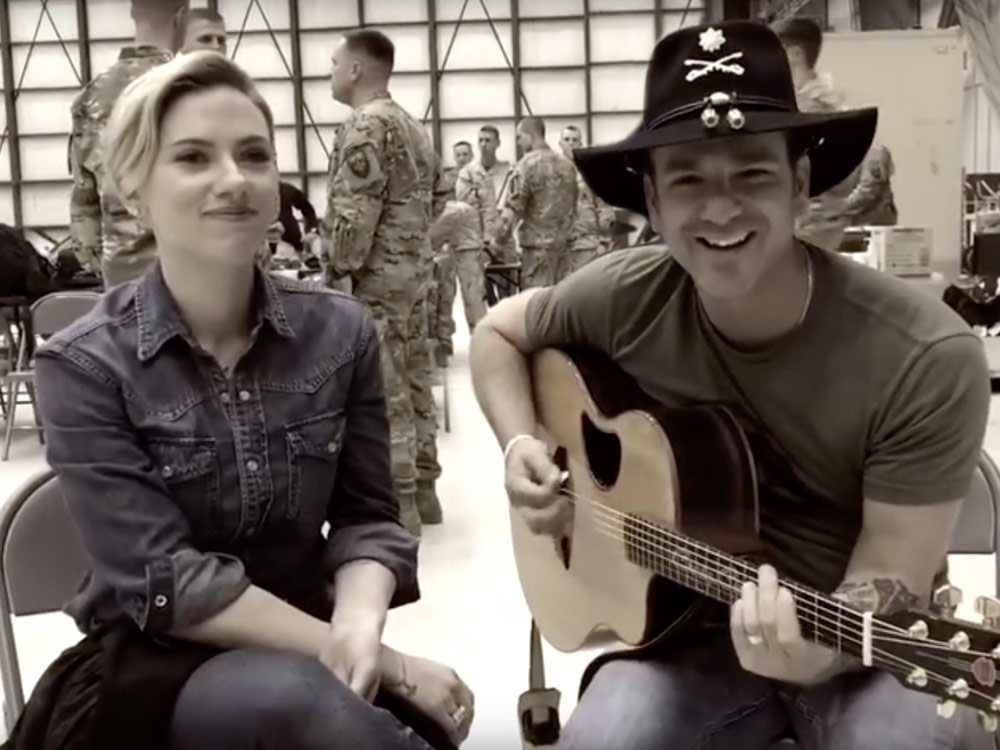 Watch Craig Campbell and Actress Scarlett Johansson Sing “These Boots Are Made For Walkin’” During USO Tour in Afghanistan