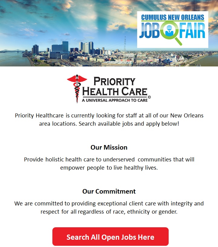 Priority Healthcare in New Orleans is Hiring!