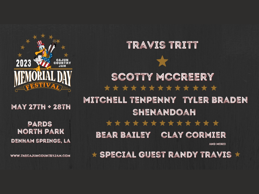 Travis Tritt, Scotty McCreery and More to Perform at Cajun Country Jam’s Memorial Day Fest 2023