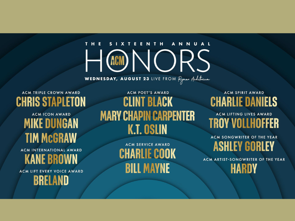 Academy Of Country Music® Announces Special Award Honorees Including Clint Black, Kane Brown, Mary Chapin Carpenter, Tim McGraw, And Chris Stapleton