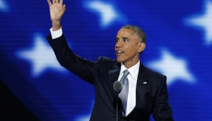 President Barack Obama waves to the delegates before speaking during the third day of the Democratic National Convention in Philadelphia , Wednesday, July 27, 2016. (AP Photo/J. Scott Applewhite)