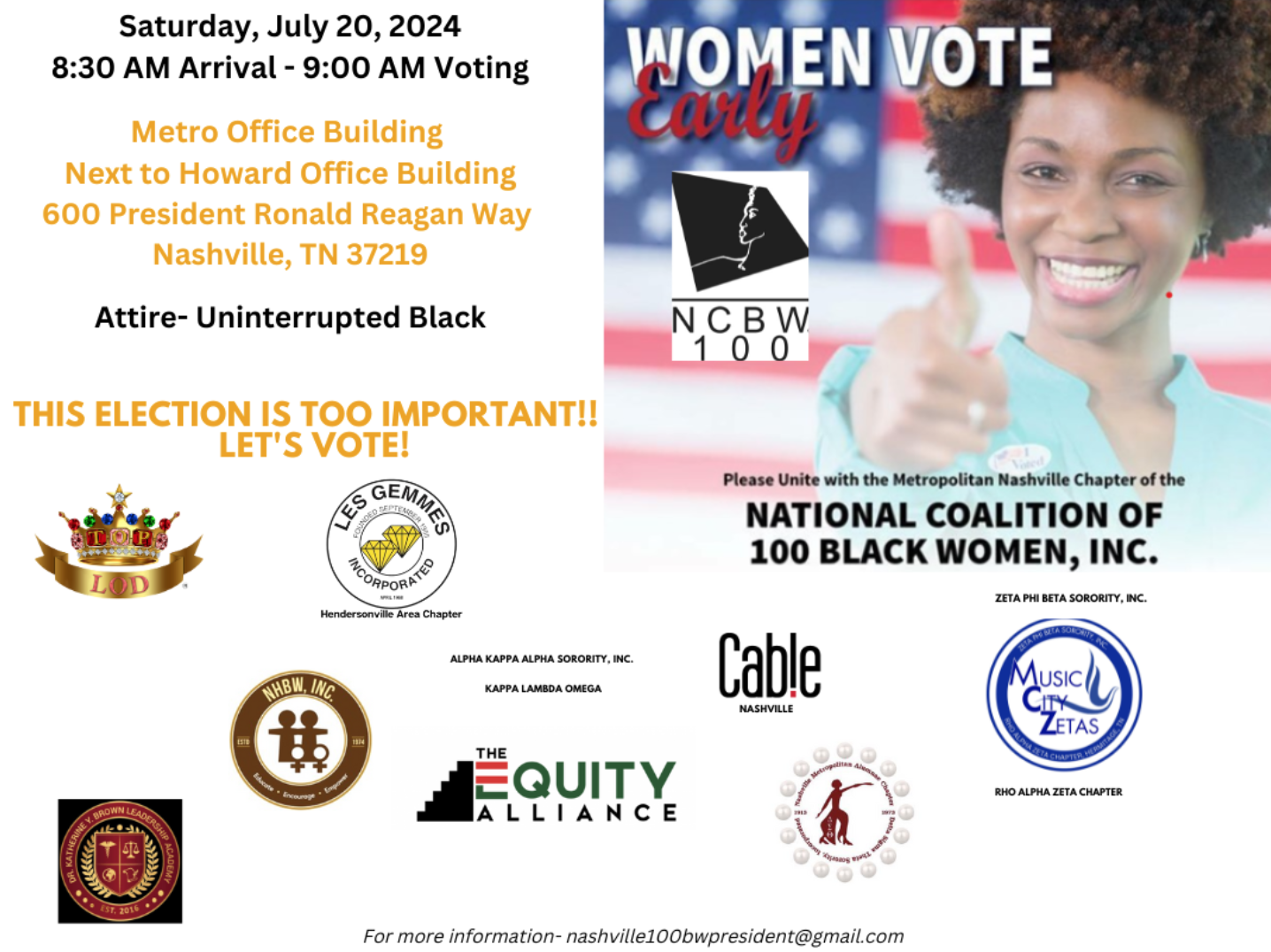 07/20/24 Women Vote Early presented by the National Coalition of 100 Black Women, Inc.