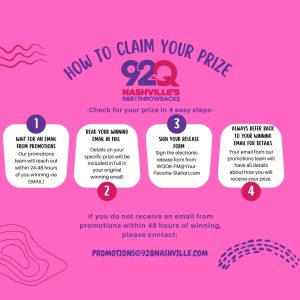 How To Claim Your Prize From 92Q!