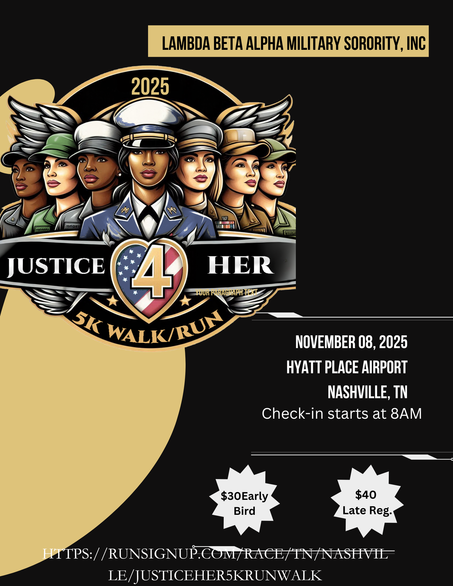 Lambda Beta Alpha ‘Justice 4 Her’ 5K | Hyatt Place Airport | 11.8.25
