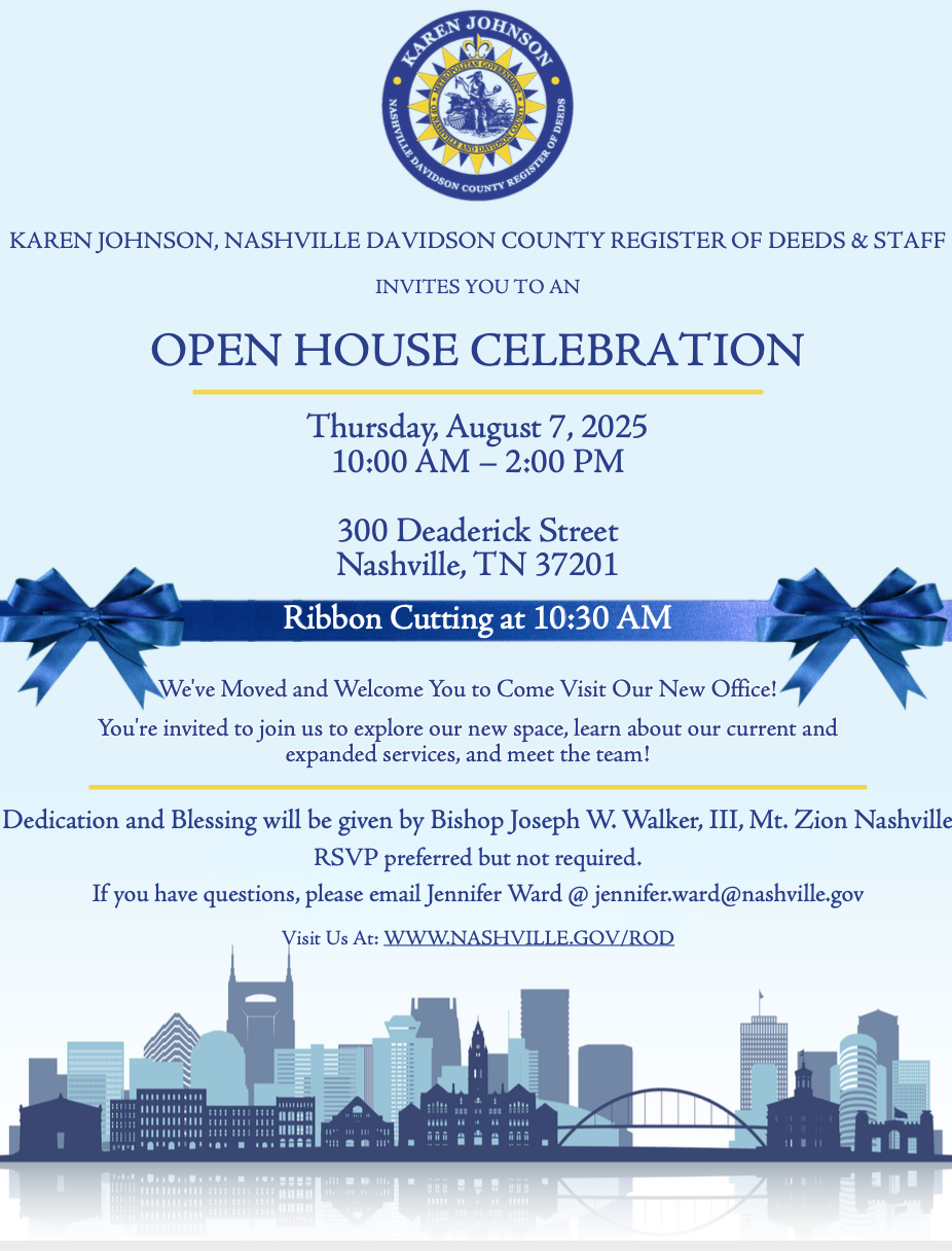 Davidson County Register of Deeds Open House | 8.7.25