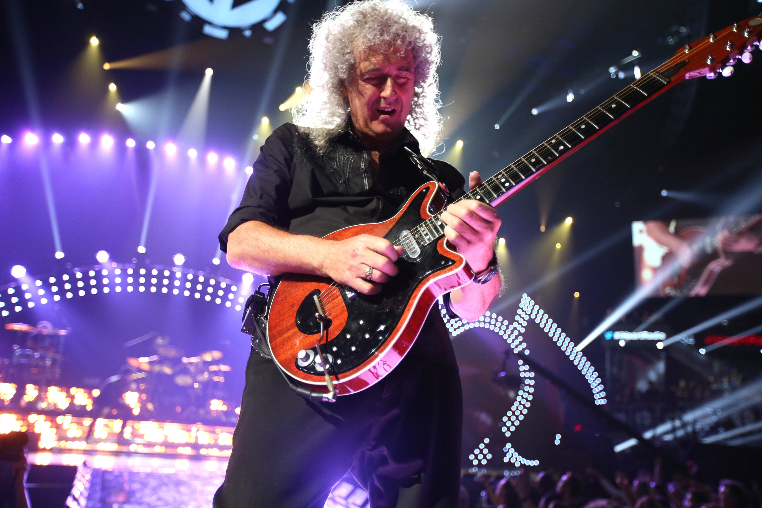 Queen’s Brian May tears up after performance with hologram Freddie Mercury.