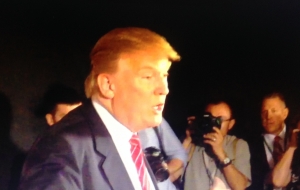 GOP presidential candidate Donald Trump talks with the media at an event in Ames last month.