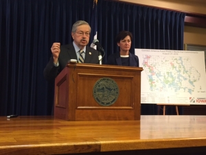 Governor Branstad speaks at his weekly press conference. (photo by Sarah Beckman)