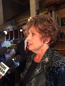 House Speaker-elect Linda Upmeyer speaks with reporters after her new position is announced. (photo by Sarah Beckman)