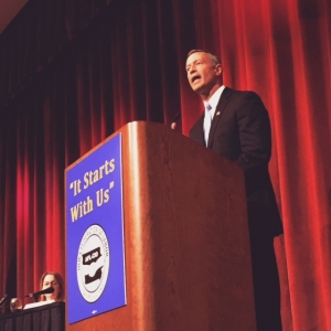 Democratic presidential candidate Martin O'Malley at the Iowa Federation of Labor Convention.  (photo by Sarah Beckman)