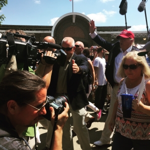 GOP presidential candidate Donald Trump makes his way through the Iowa State Fair last month. (photo by Sarah Beckman)