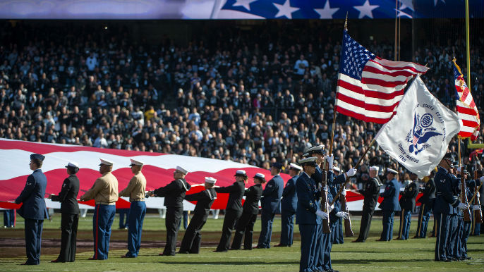 Chargers hosting 240 military members on field for national anthem vs. 49ers