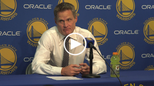 Steve Kerr hilariously mimes locker room scene after Klay’s 60 points