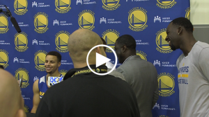 With Draymond Green listening in, reporter asks Steph Curry if Draymond is annoying