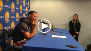Steph Curry enjoys postgame podium after 43 point-performance