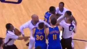 Four technical fouls issued in Warriors-Thunder shoving match