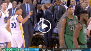 Curry shakes Jaylen Brown, hits buzzer beating 3, talks trash