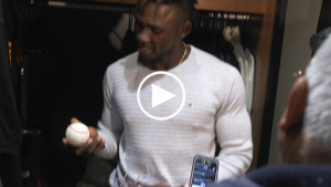 Orlando Calixte says he’s giving ball from his first MLB hit to his mom