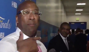 Mike Brown clowns official Tony Brothers in the middle of TV interview