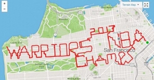 Runner jogs around San Francisco to spell out championship message
