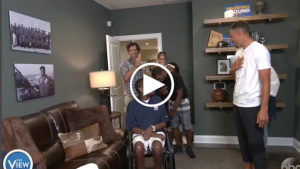 Stephen Curry surprises Navy veteran in his new home
