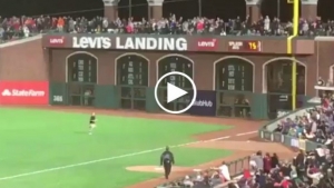 Man runs on the field at AT&T Park and actually briefly escapes