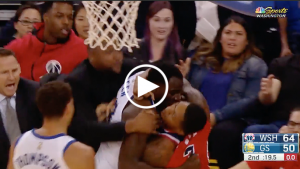 Draymond Green and Bradley Beal go to the floor in benches-clearing fight