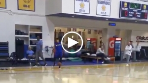 Steph Curry kicks in absurd shot from more than 50 feet