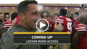 49ers relive dumping water on Shanahan in locker room after first career win