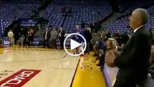 Dell Curry inches away from sinking another pregame halfcourt shot