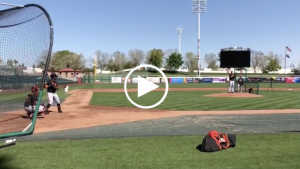 McCutchen takes Bumgarner deep during live batting practice