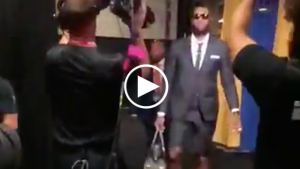 LeBron arrives to Game 1 wearing suit with short shorts