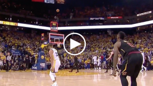 Curry beats buzzer with deep three to tie Game 1 at half