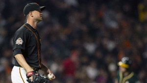 Athletics outlast Giants to tie Battle of the Bay series at one game apiece