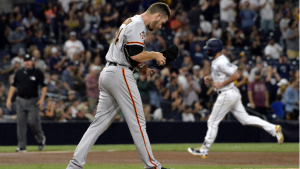Stratton drives in three, gives up five as Giants lose to Padres