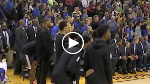 The Warriors lined up to watch Stephen Curry’s game-winning shot