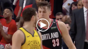 Cameras catch Zach Collins with some choice words for Klay Thompson