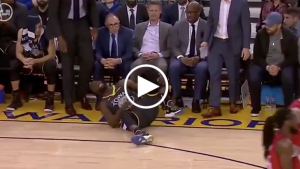 Draymond Green limps to locker room after stepping on DeMarcus Cousins’ foot
