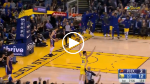 Klay Thompson throws down reverse dunk, bench goes wild