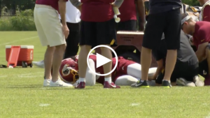 Reuben Foster carted off field with knee injury during Redskins practice