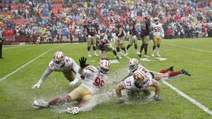 Redskins announcer calls 49ers ‘fools’ for celebratory slides on soaked field