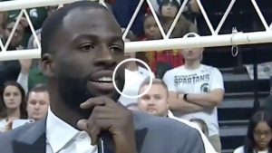 Draymond Green gets choked up during Michigan State jersey retirement