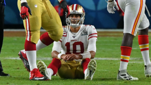Jimmy Garoppolo missed his chance in Super Bowl LIV, and deflected when asked to confront it