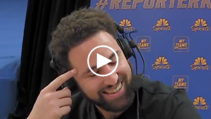 Warriors destroy Pistons, Klay delivers even more entertainment from booth
