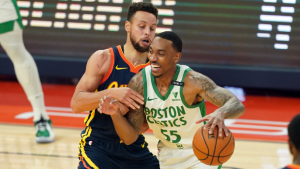 Warriors run out of centers, as early optimism fades in late loss to Celtics