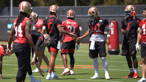 49ers Notebook: Garoppolo on Lance, big-name rehab, and Julio Jones talk