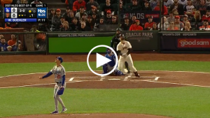 Buster Posey hits two-run, near splash hit in first at-bat of 2021 NLDS