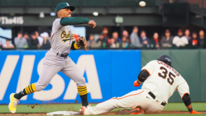 Giants blanked by A’s in 1-0 loss to halt SF winning streak at 5