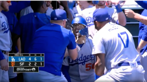 Mookie Betts’ jack leads to bizarre celebration in Dodgers dugout