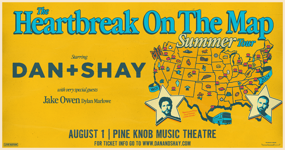 Dan + Shay are coming to the Pine Knob Music Theatre, August 1st